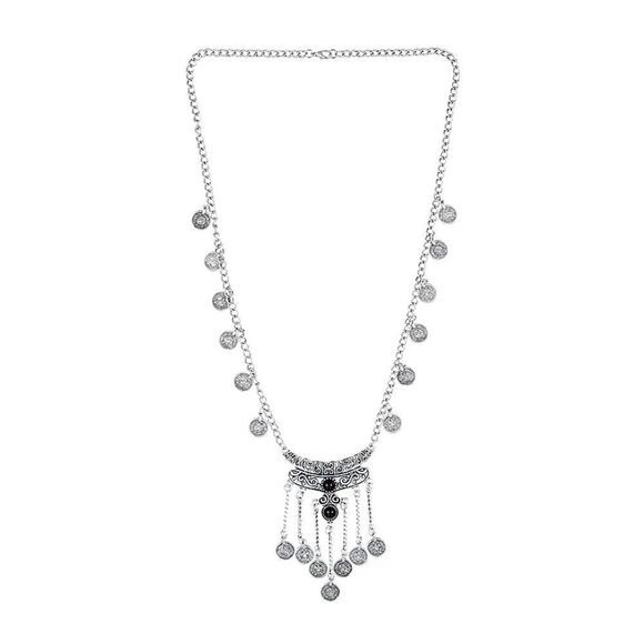 Boho Silver Coin Necklace M1311 - Picture 1 of 7